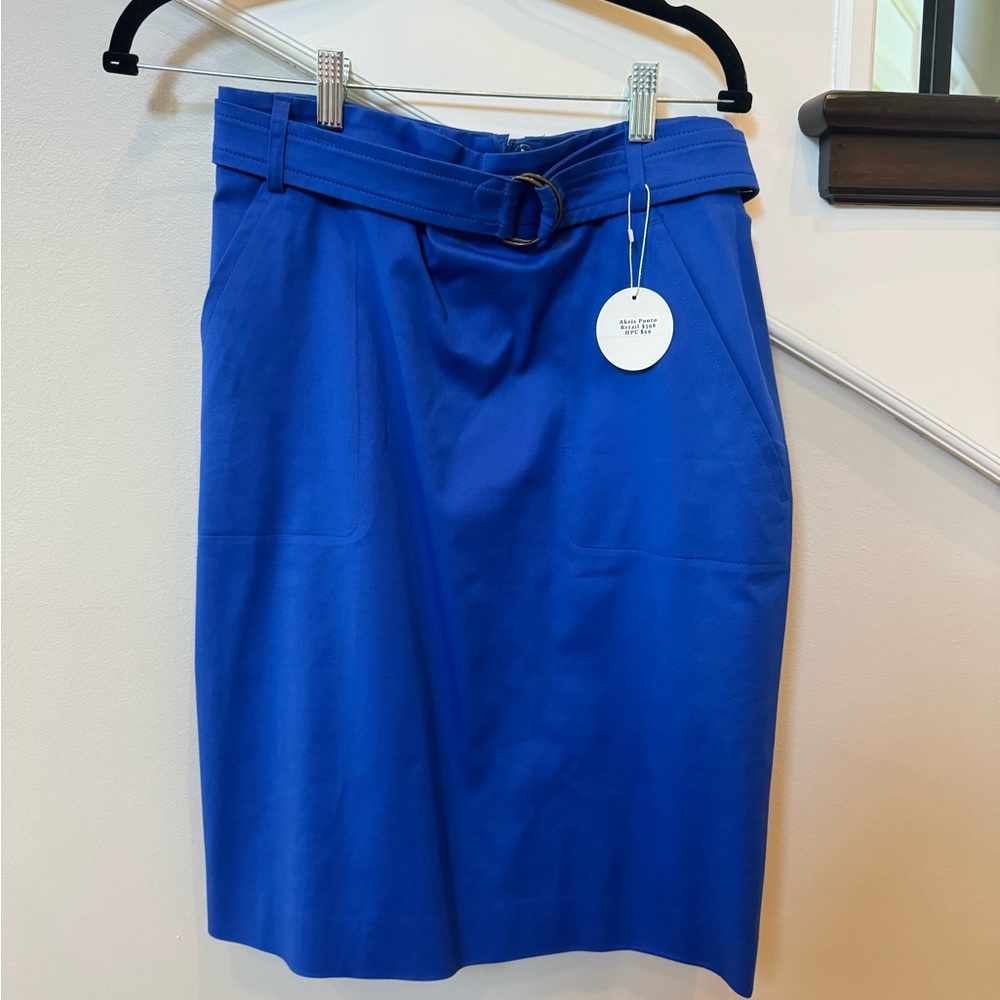 Akris Punto Blue Belted Skirt - Picture 2 of 3